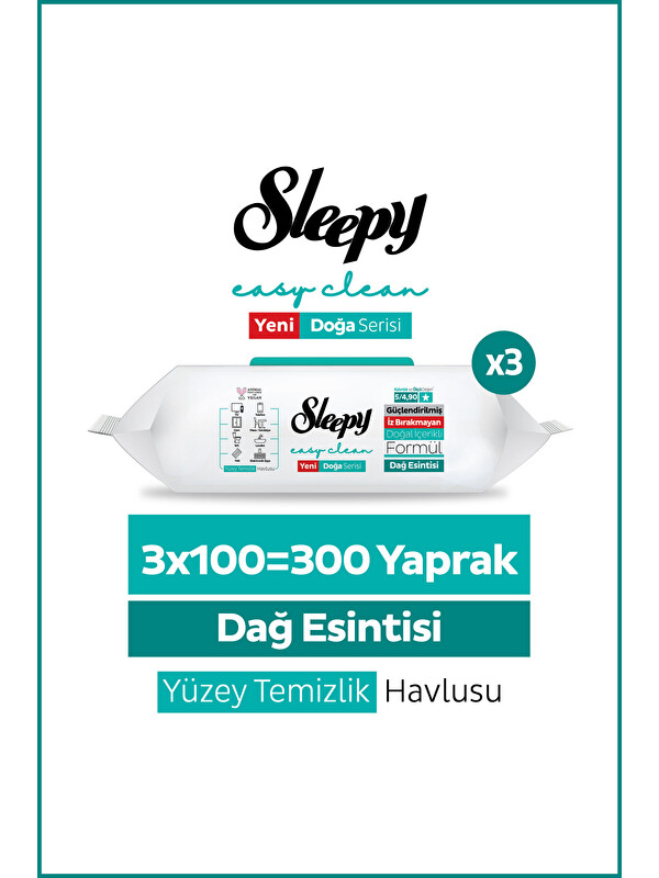Sleepy Mountain Yüzey Temizlik Havlusu Mendili Dağ Esintisi 3x100 (300 Yaprak)
