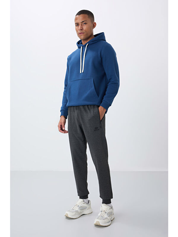 Tommylife Antrasit Melanj Fermuar Cepli Standart Kalıp Erkek Jogger Eşofman Altı- 84651