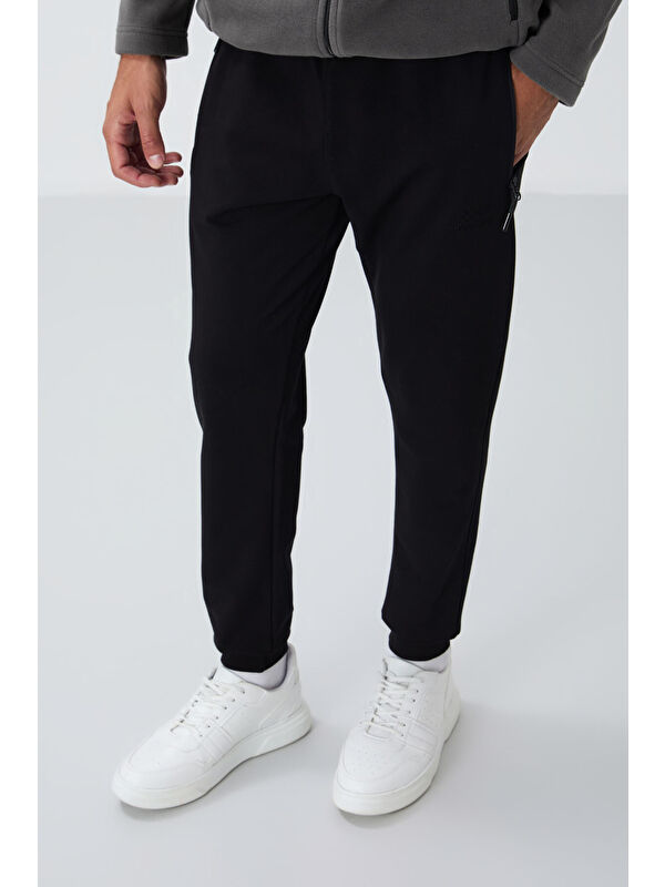 Tommylife Siyah Fermuar Cepli Standart Kalıp Erkek Jogger Eşofman Altı- 84651