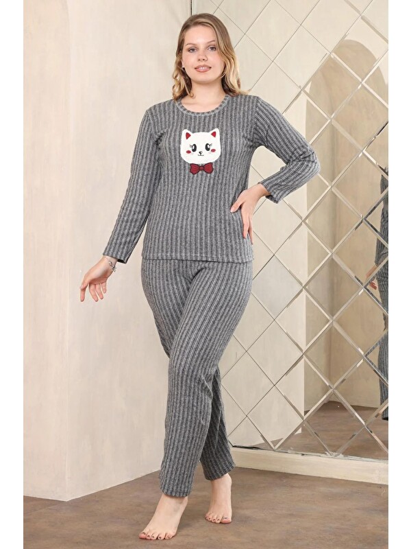 Fullamoda Dantelli Kalp Ve Çizgi Desenli Askılı Pijama Takımı