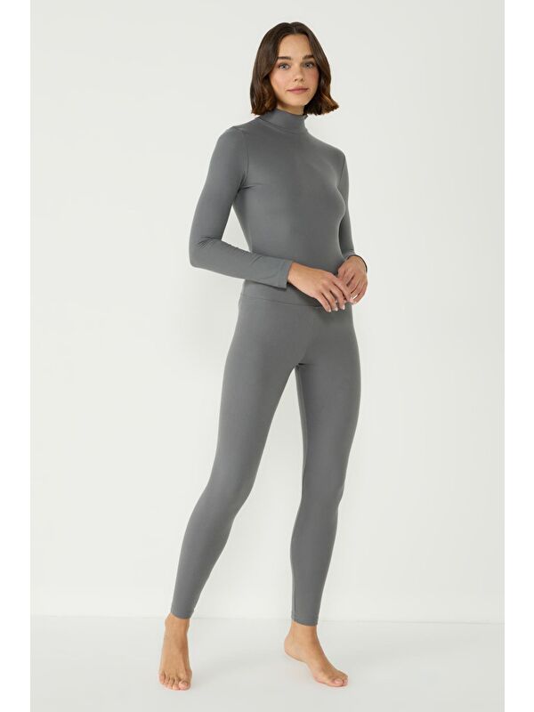 C&City Kadın Yakalı Çıtçıtlı Termal Body 405155 / 409004 Füme