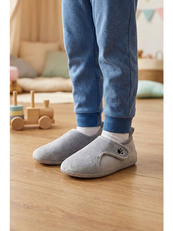 Gezer Siyah Gezer Kışlık Rahat Kız Çocuk Taban Cırt Cırtlı Ayarlanabilir Ev Okul Kreş Panduf Ayakkabı