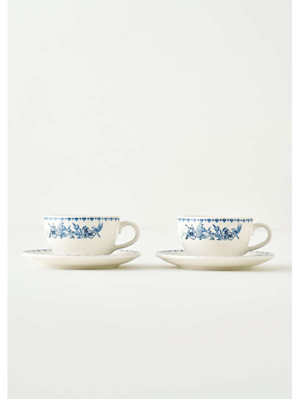 Bella Maison Bleu Blanc 2'li Çay Fincan Seti Mavi (270 cc)