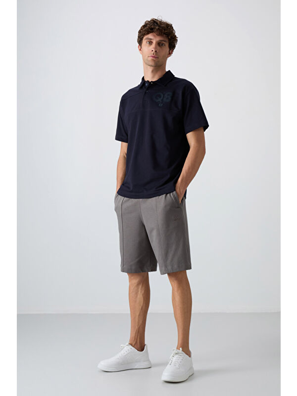 Tommylife Koyu Gri Pamuklu Kalın Yumuşak Dokulu Comfort Fit Basic Erkek Şort - 81261