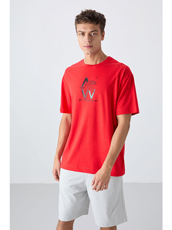 Tommylife Fiesta Pamuklu Kalın Yumuşak Dokulu Oversize Fit Baskılı Erkek Tişört - 88332