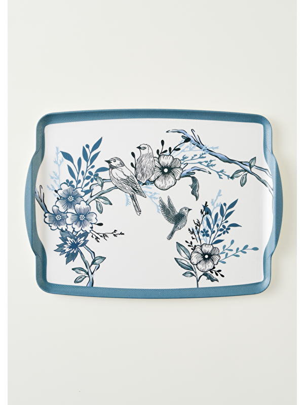 Bella Maison Bleu Blanc Melamin Tepsi Mavi (42x31 cm)
