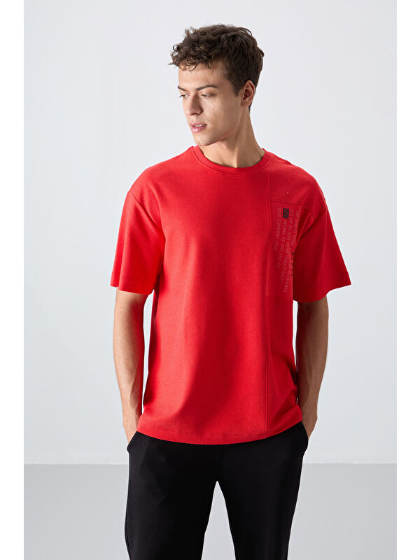 Tommylife Pamuklu Kalın Yüzeyi Dokulu Oversize Fit Baskılı Erkek Tişört - 88338