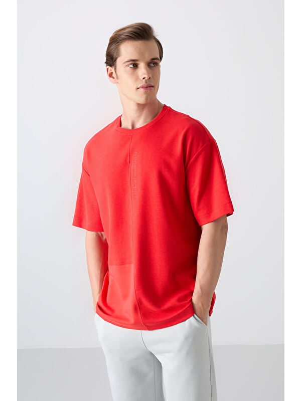 Tommylife Pamuklu Kalın Yüzeyi Dokulu Oversize Fit Basic Erkek Tişört - 88337