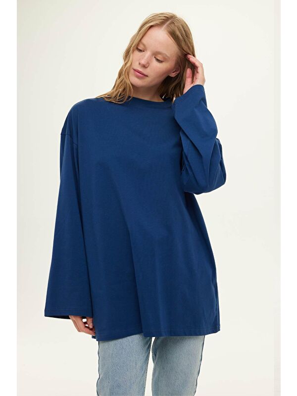 Manuka Geniş Kol Oversize Sweatshirt İndigo