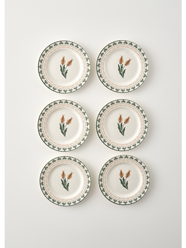 Bella Maison Tulip Porselen 6'lı Pasta Tabağı Seti (21 cm)