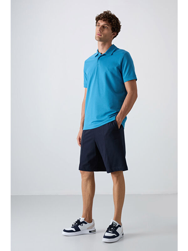 Tommylife Lacivert Pamuklu Kalın Yumuşak Dokulu Comfort Fit Basic Erkek Şort - 81261