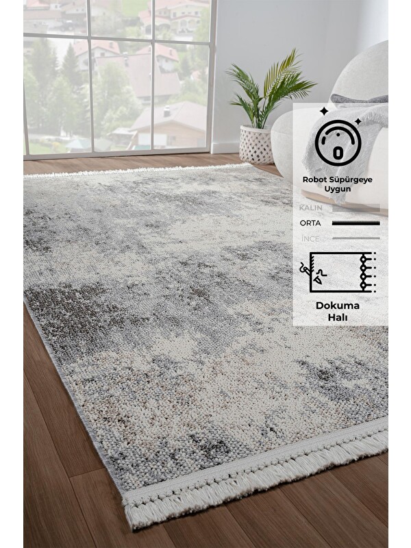 Konfor Halı Bastia 1275 KremYumuşak Örgü Modern Dokuma Bukle Halı-120x180