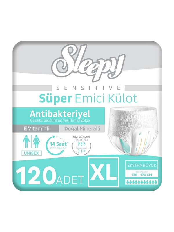Sleepy Sensitive Antibakteriyel Emici Külot Xlarge 30x4 120 Adet