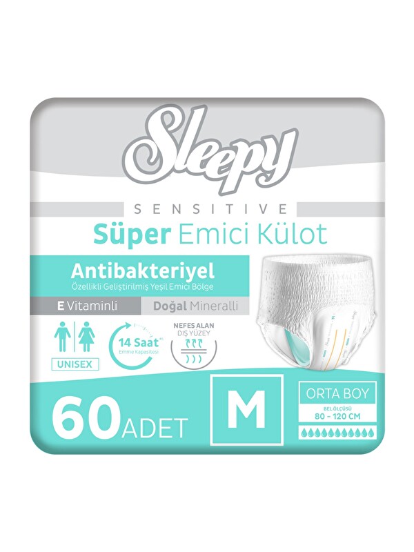 Sleepy Sensitive Antibakteriyel Emici Külot Medium 30x2 60 Adet
