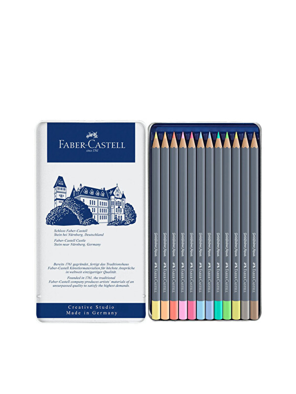 Faber-Castell Goldfaber Aqua Boya Kalemi 12’li Pastel Renkler, Yüksek Pigmentli, Suya Dayanıklı, Kolay Açılabilir