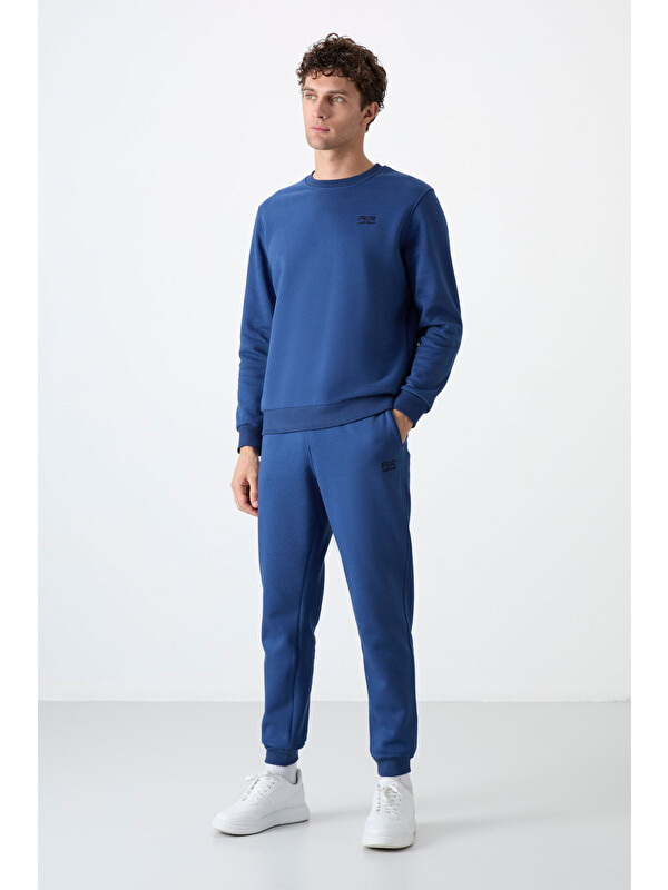 Air Jones Andy İndigo Rahat Kalıp Şardonlu Jogger Erkek Eşofman Takım - 85190