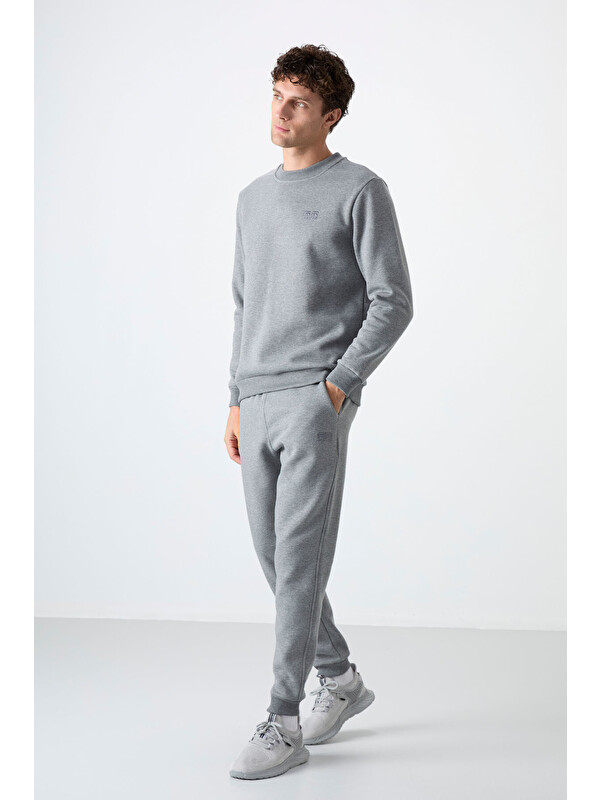 Air Jones Andy Gri Melanj Rahat Kalıp Şardonlu Jogger Erkek Eşofman Takım - 85190