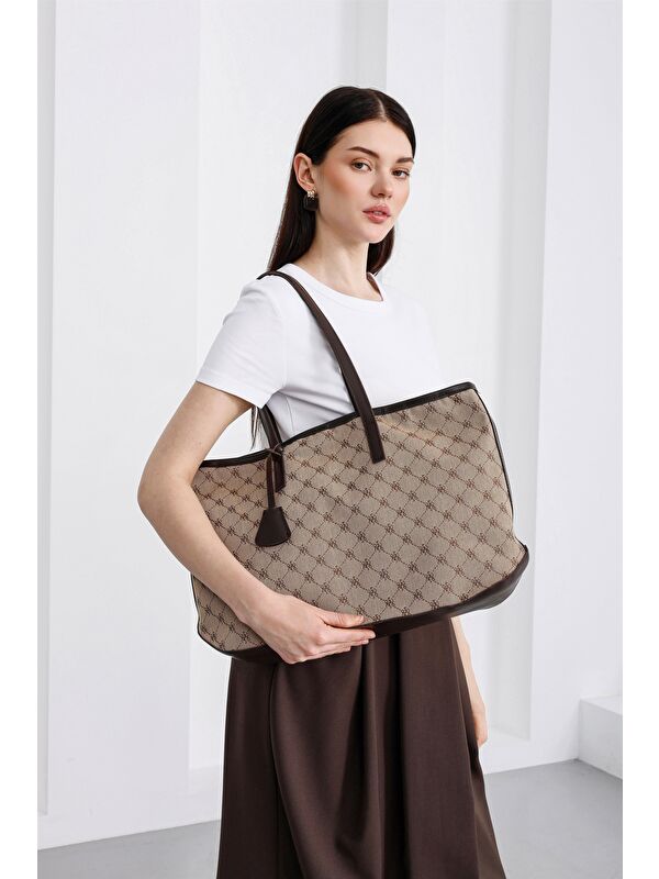 Shulebags Michelle Monogram Omuz Çantası Acı Kahve