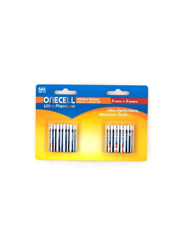 Onecell Ultra Premium Alkalin 1,5 V. 8'li AAA Boy Pil