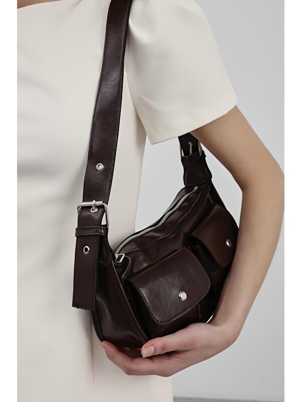 Shulebags Diana Vintage Baget Çanta Kahve