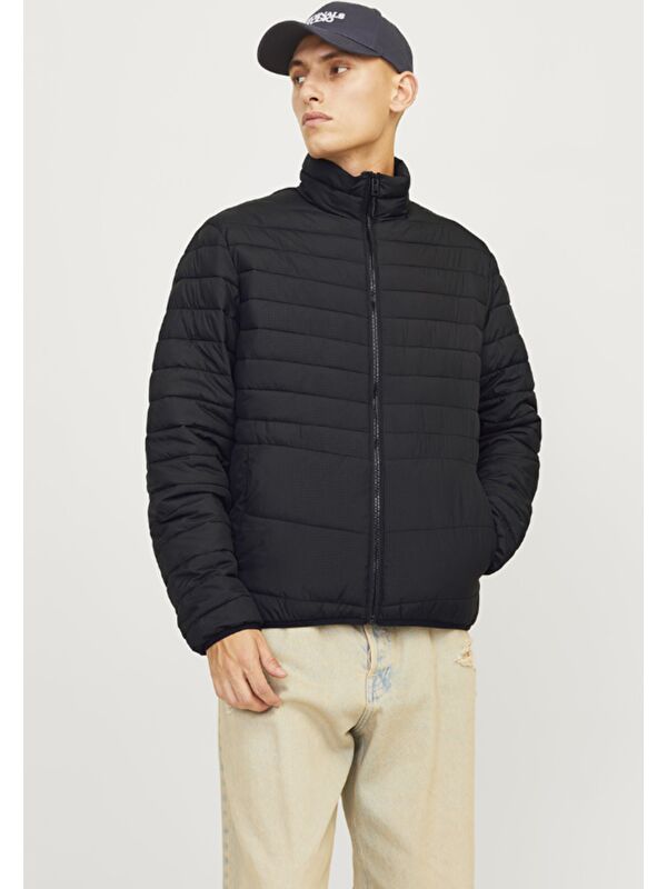 Jack & Jones State Parçaable Puffer Colar Erkek Siyah Dik Yaka Şişme Mont