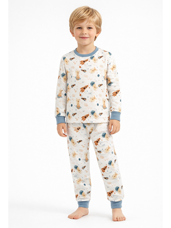 Luggi Baby Bisiklet Yaka Uzun Kollu Erkek Çocuk Pijama Takımı
