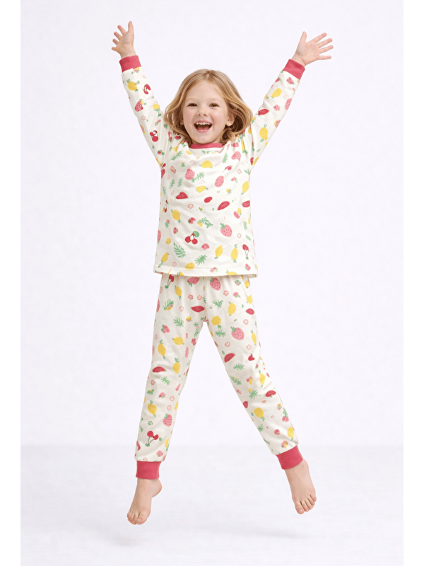 Luggi Baby Bisiklet Yaka Uzun Kollu Kız Çocuk Pijama Takımı