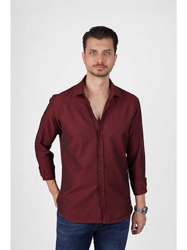 Etikmen Kraliyet Bordo Slimfit Erkek Gömlek