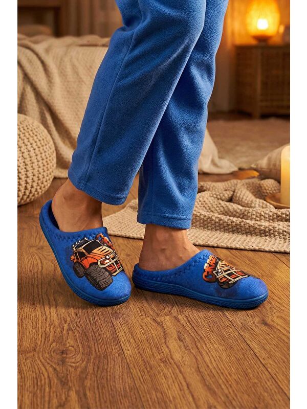 Gezer Mavi Gezer Kışlık Rahat Erkek Çocuk Taban Ev Bahçe Gondol Terlik