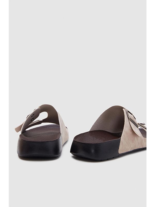 Twn Bej Çift Tokalı Terlik - Görsel 3