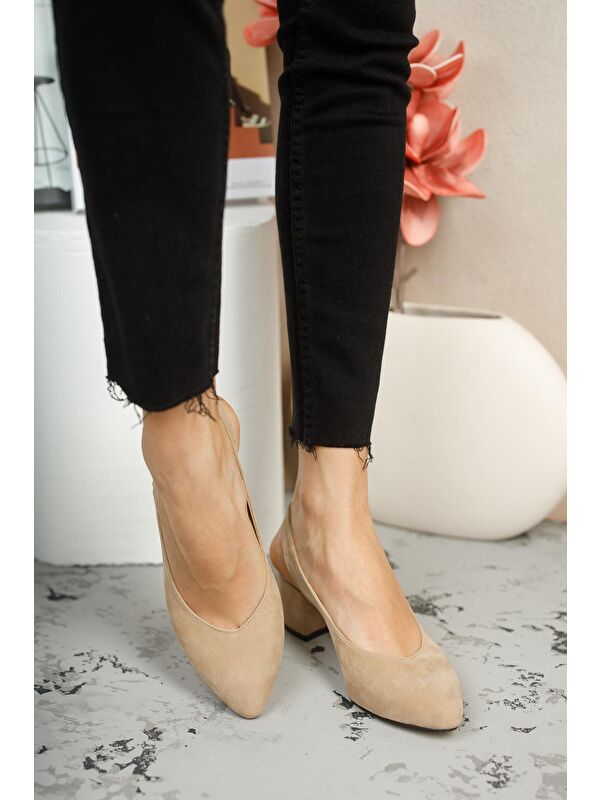 GZHW711 Kadın Arkası Açık Klasik Günlük Tarz Şık ve Rahat Topuklu Ayakkabı - Görsel 5
