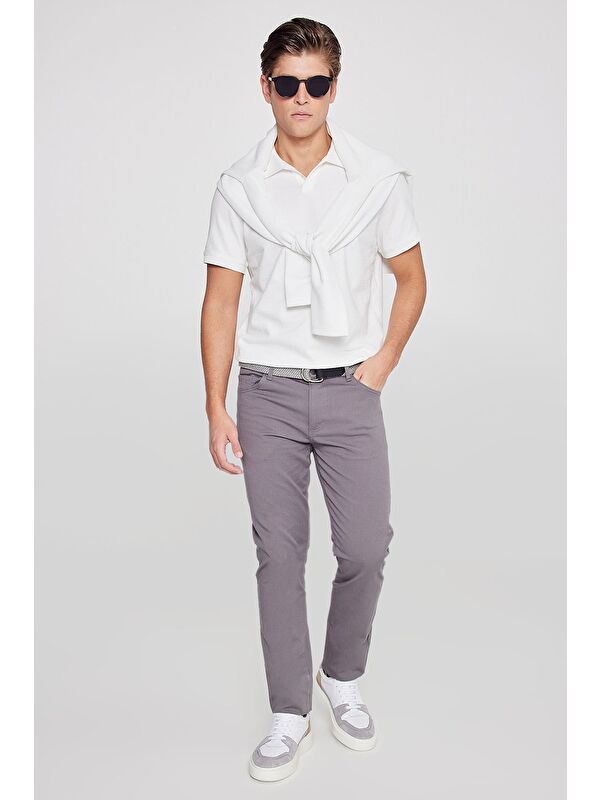 AC&Co / Altınyıldız Classics Erkek Antrasit Slim Fit Dar Kesim 5 Cep Pamuklu Esnek Chino Pantolon