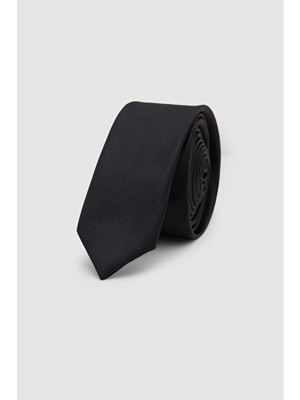 D'S damat Siyah Düz 4 Cm Kravat