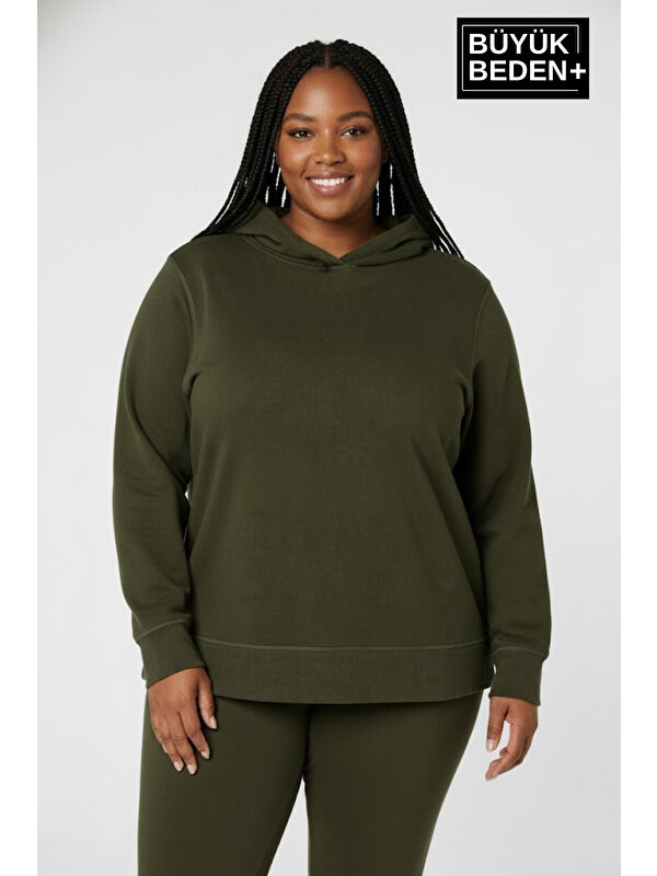 Süperlife Kadın Büyük Beden Kapüşonlu ince Sweatshirt SPR24BSWK57