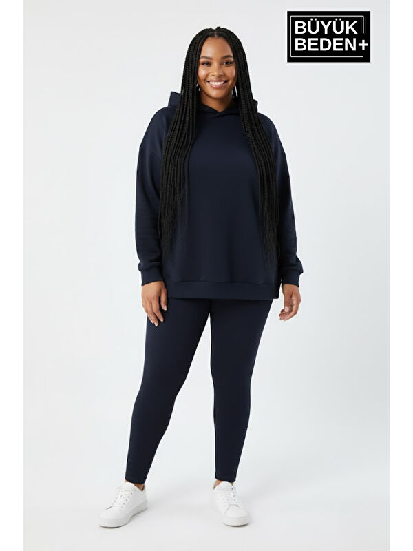 Süperlife Kadın Büyük Beden Kapüşonlu ince Sweatshirt SPR24BSWK57