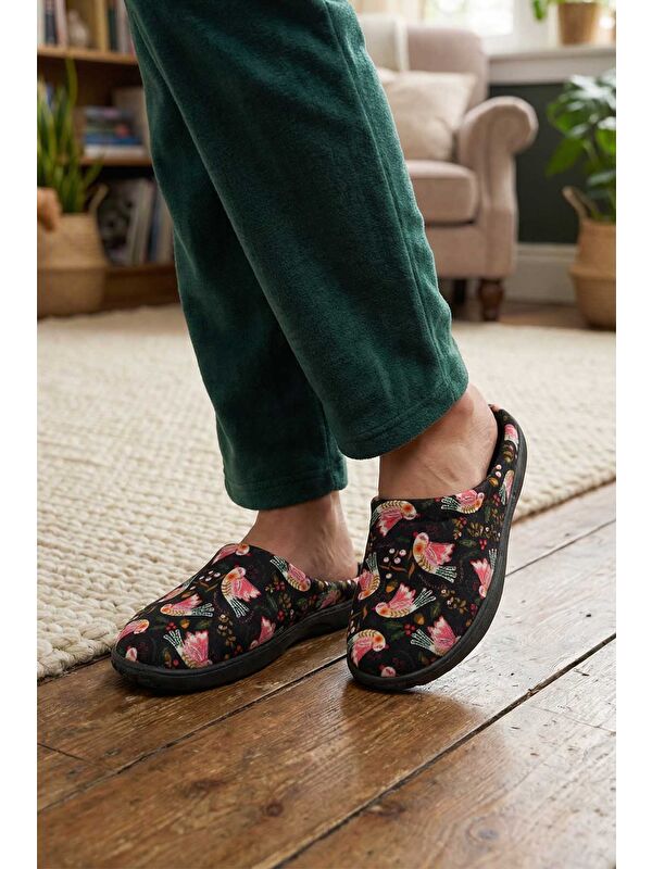 Gezer Kahverengi Gezer Kışlık Pu Kadın Rahat Taban Desenli Ev Bahçe Gondol Terlik