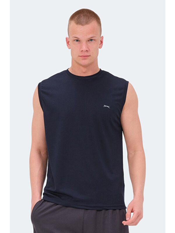 SLAZENGER RAJYA Erkek Kolsuz Lacivert Tişört