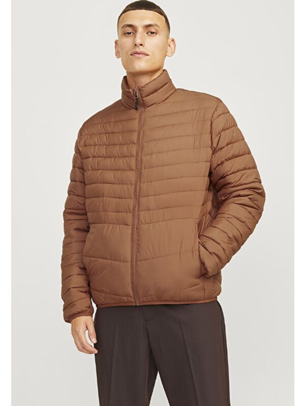 Jack & Jones State Parçaable Puffer Colar Erkek Kahverengi Dik Yaka Şişme Mont