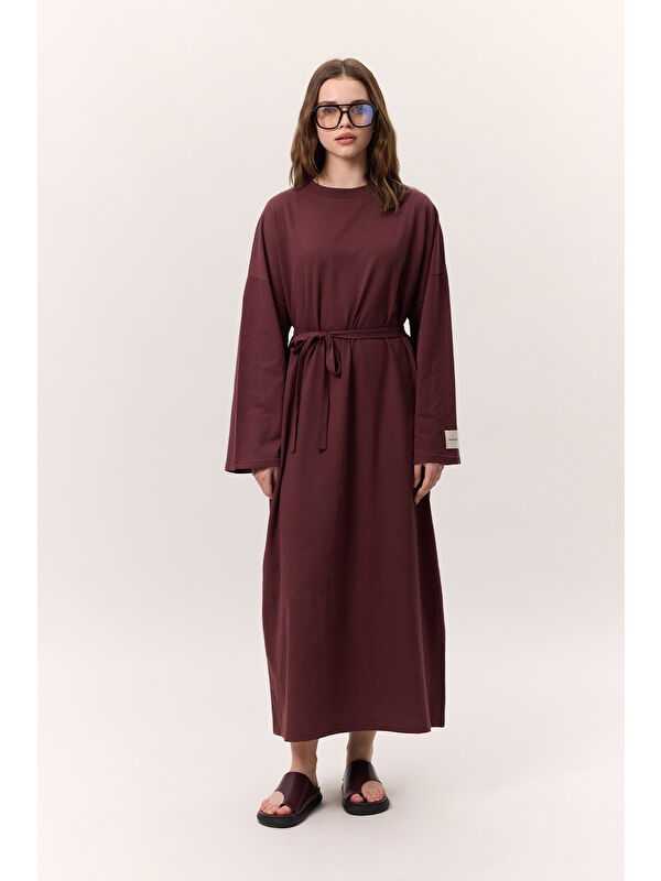 Manuka Oversize Uzun Rahat Elbise Bordo