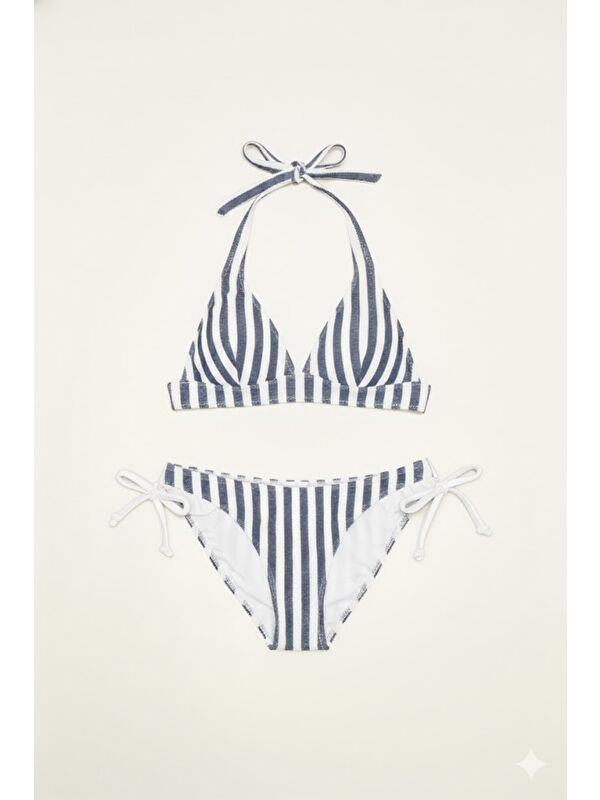 C&City Kadın Kelly Boyundan Bağlı Üçgen Bikini Takım 00251 Beyaz