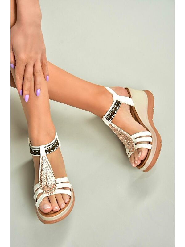 Beyaz Kadın Sandalet U2589161 - Görsel 2