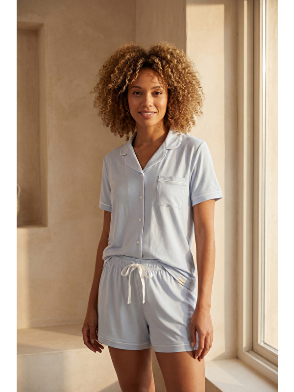 Katia And Bony Kadın Mediterranean Cepli Şortlu Pijama Takımı Mavi