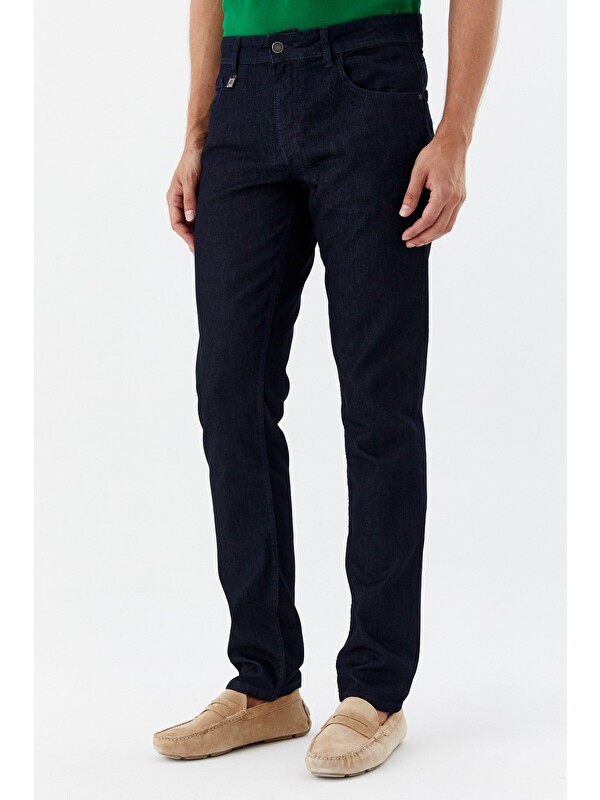 Sabri Özel Lacivert Regular Fit Pamuklu Beş Cep Normal Bel Denim Pantolon