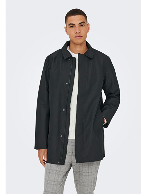 Only&Sons Hall Coat Erkek Siyah Klasik Yaka Mont