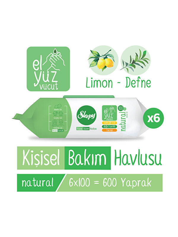 Sleepy Natural Kişisel Bakım Havlusu 6x100 (600 Yaprak)