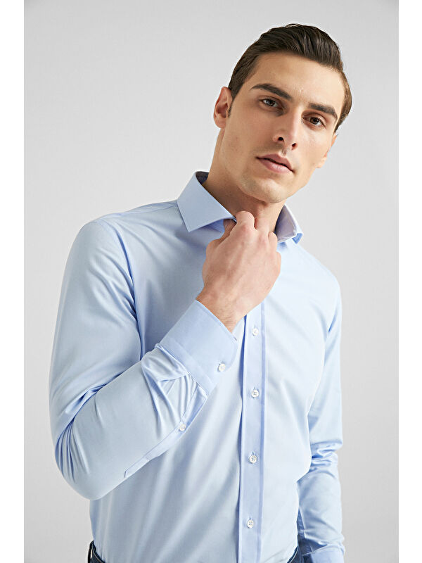 D'S damat Slim Fit Mavi Nano Care Gömlek