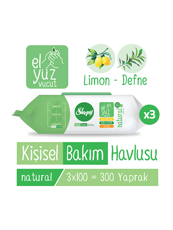 Sleepy Natural Kişisel Bakım Havlusu 3x100 (300 Yaprak)