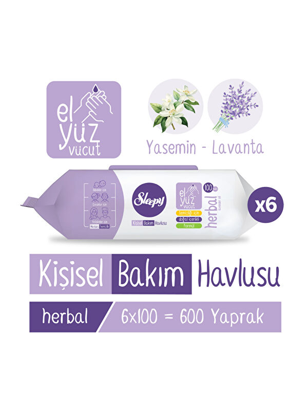 Sleepy Herbal Kişisel Bakım Havlusu 6x100 (600 Yaprak)