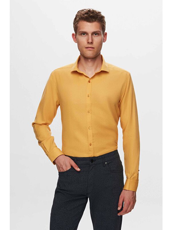 D'S damat Slim Fit Hardal Oxford Gömlek