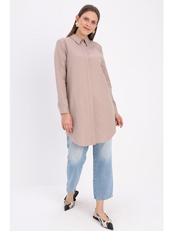 ALLDAY Vizon Basic Gizli Patlı Gömlek Tunik